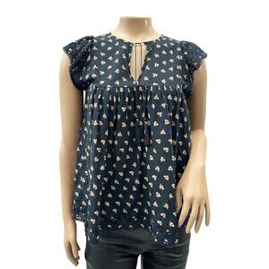 Ulla Johnson Floral Women Top Embroidered Lace Cap Sleeves & Keyhole Neck 0/XS‎